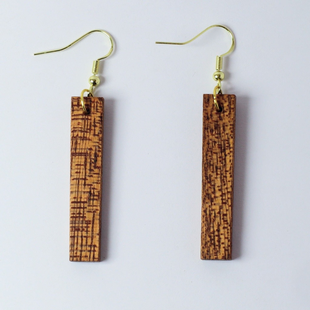 Boucle d'oreille "plaque" en acajou